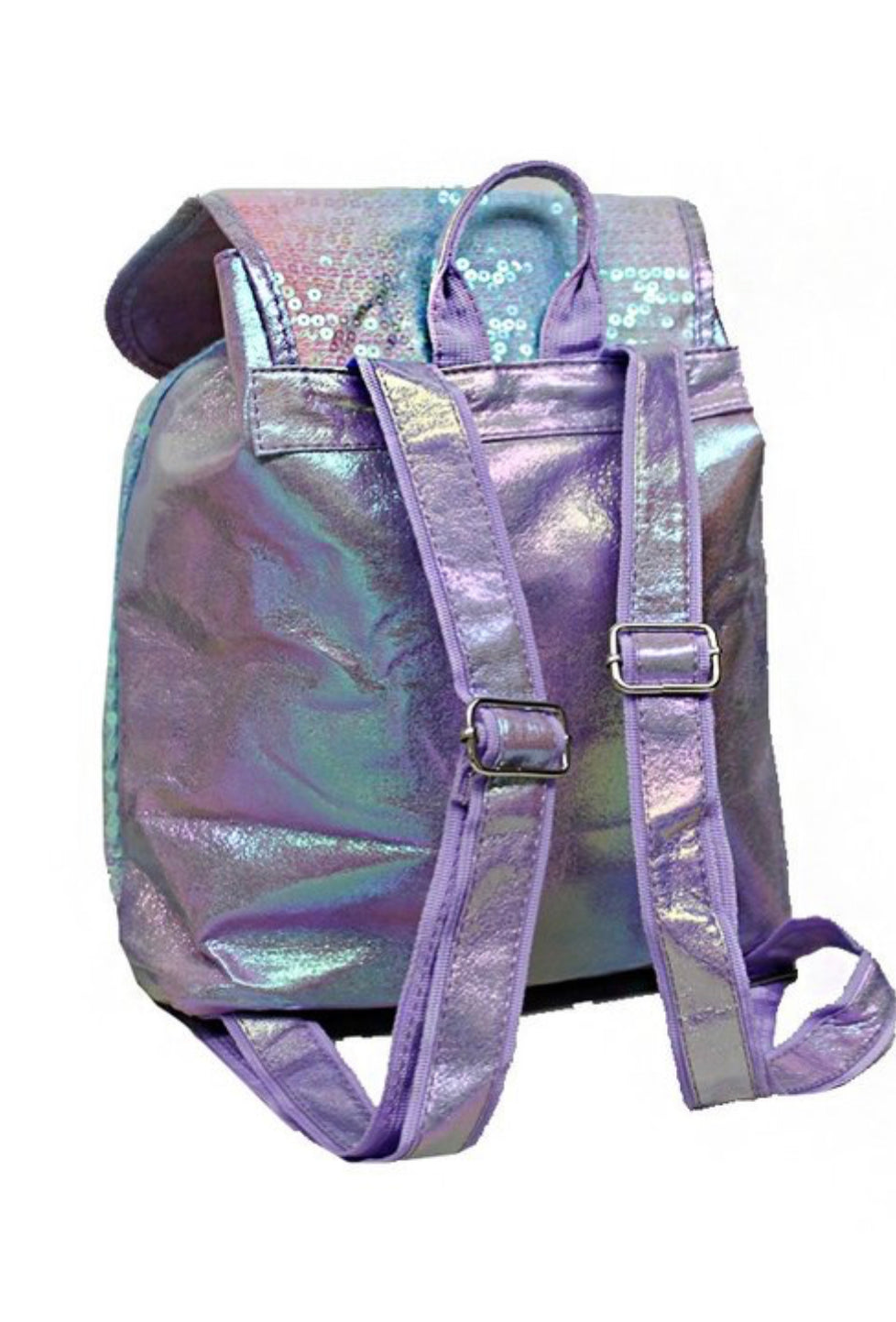 PURPLE SEQUIN BACK PACK WITH POM POM