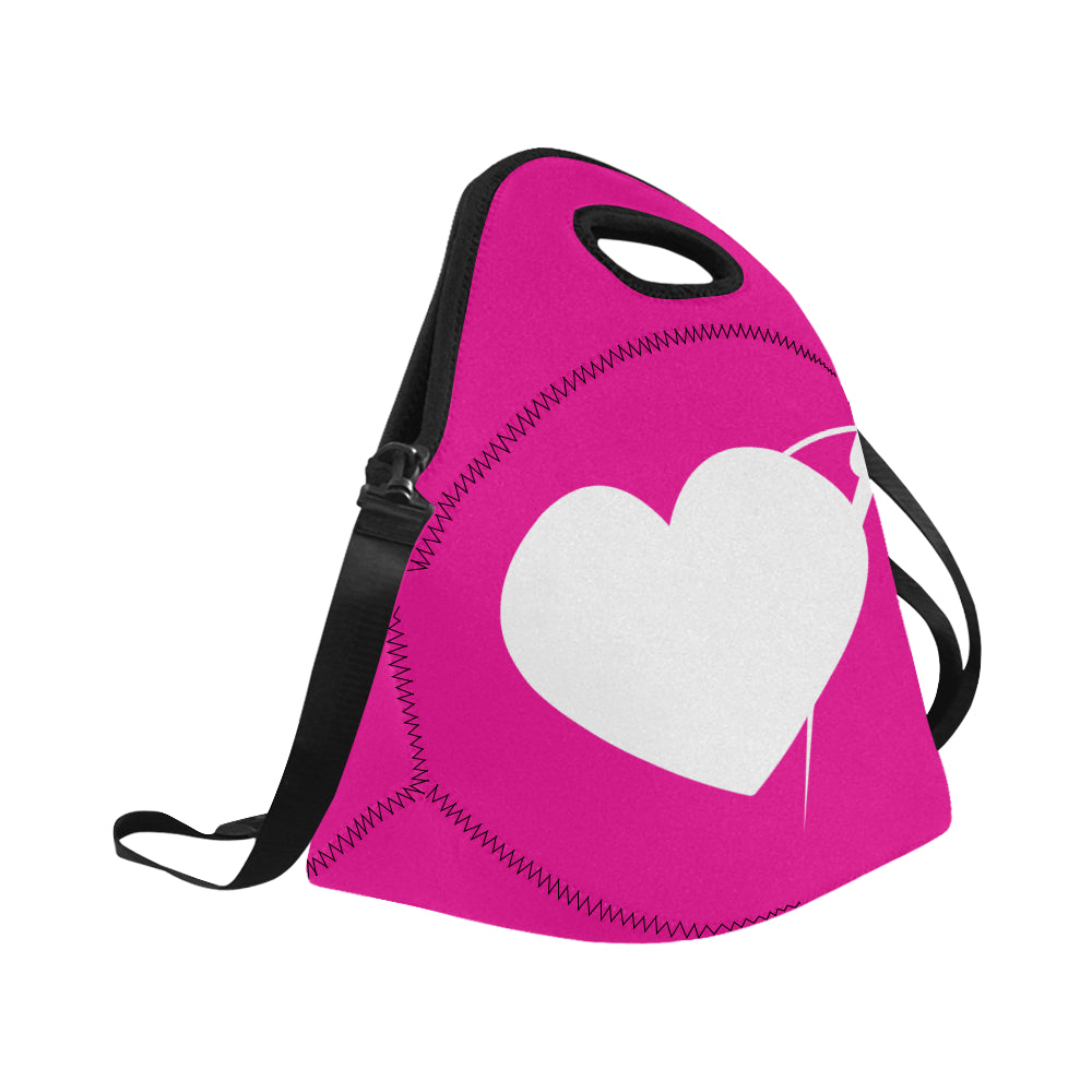 HEART AND NEEDLE NEOPRENE LUNCH TOTE WITH STRAP (5 COLORS)