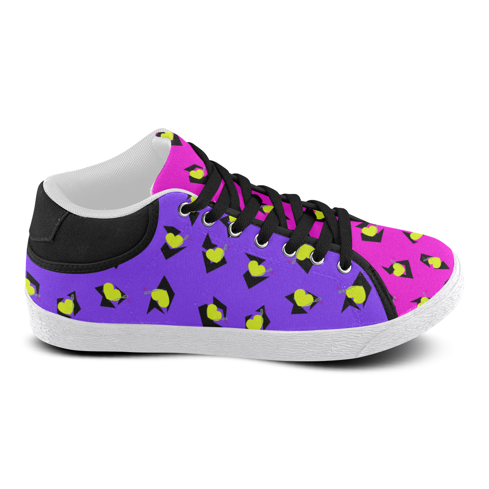 TOTALLY 80S PINK/PURPLE MID TOP CANVAS GIRLS' SNEAKERS (sz 5-11)