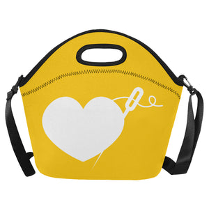HEART AND NEEDLE NEOPRENE LUNCH TOTE WITH STRAP (5 COLORS)