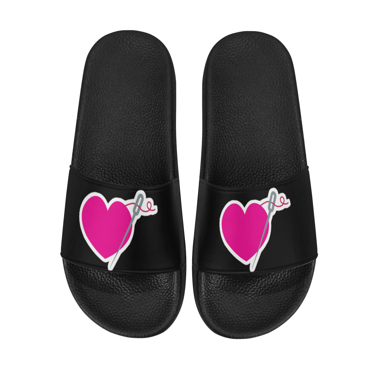 HEART AND NEEDLE SLIDE SANDALS- 7 COLORS