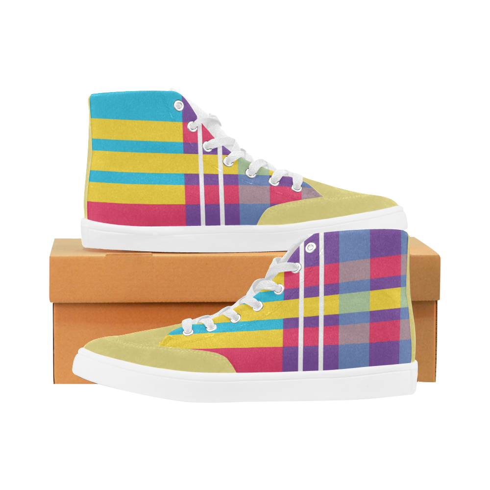 MERRY PLAID HIGH ANKLE CANVAS GIRLS' SNEAKERS (sz 5-12)