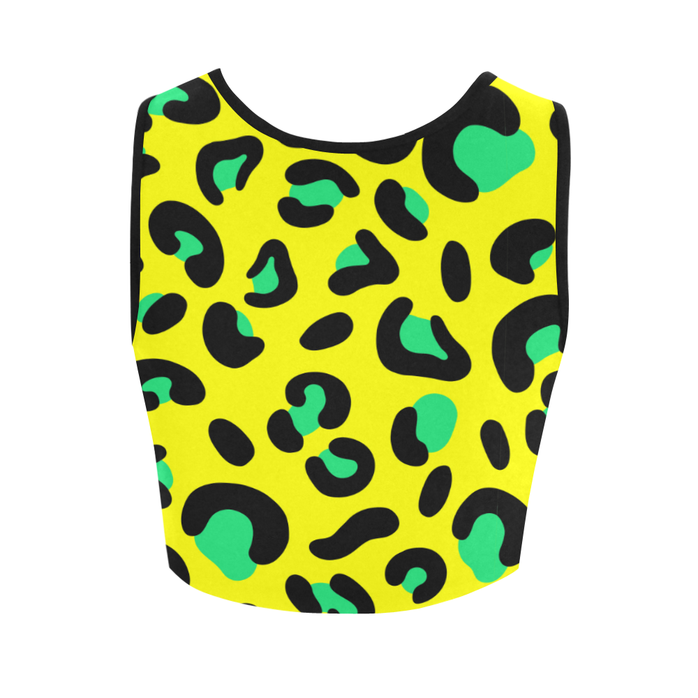 YELLOW LEOPARD FITNESS CROP TOP