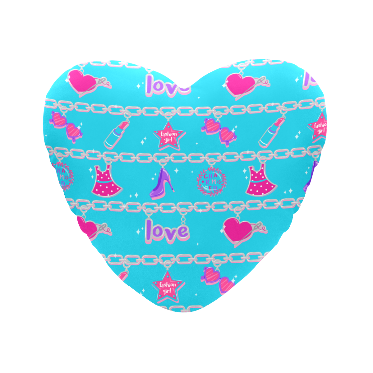 CHARMED HEART SHAPED PILLOW- TEAL