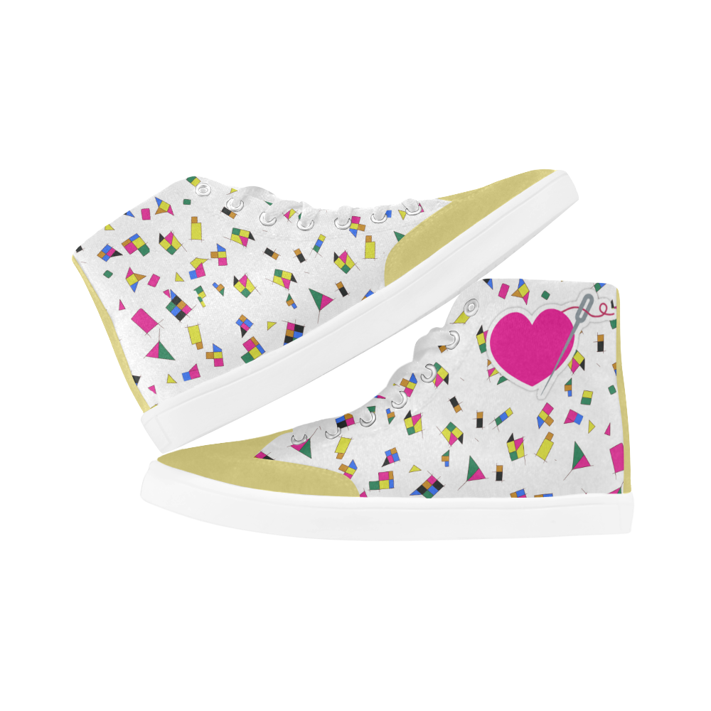 MISS BIANCA'S GEOMETRY PATTERN HIGH ANKLE CANVAS GIRLS' SNEAKERS (sz 5-12)
