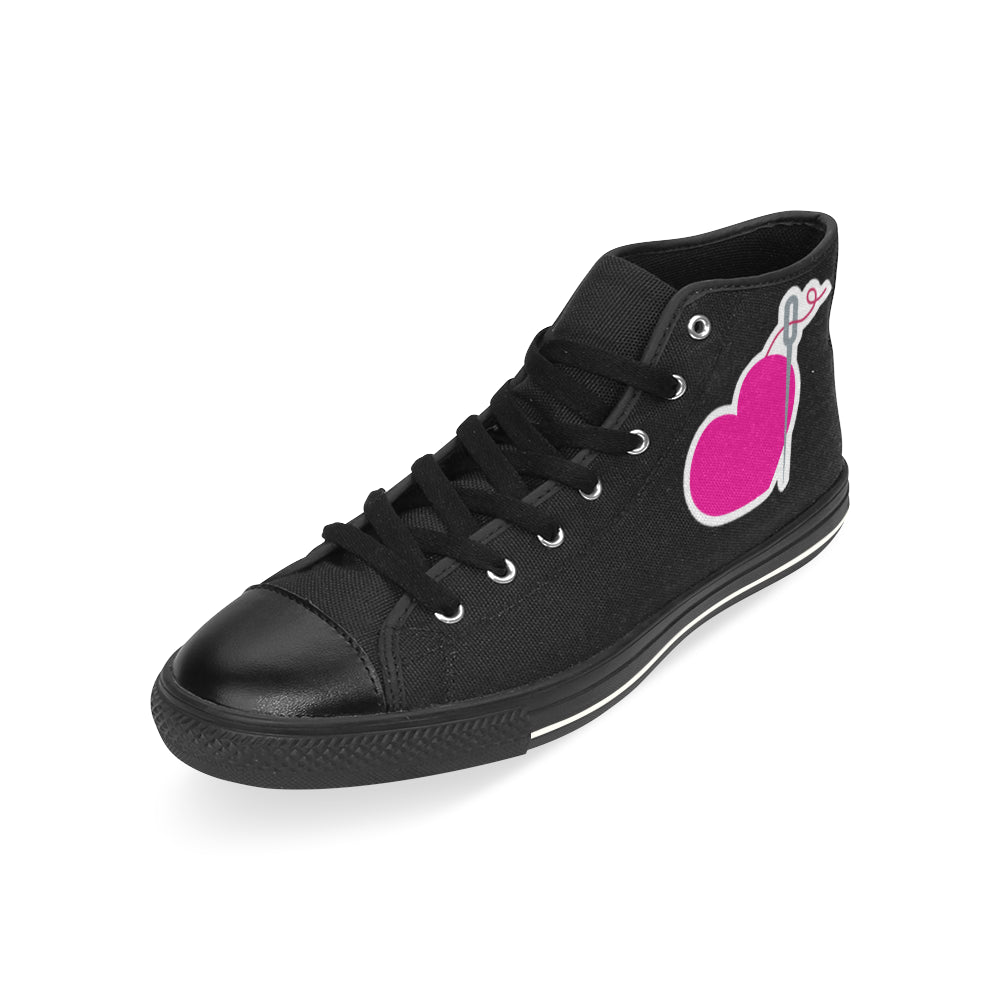HEART AND NEEDLE HIGH TOP CANVAS GIRLS' SNEAKERS