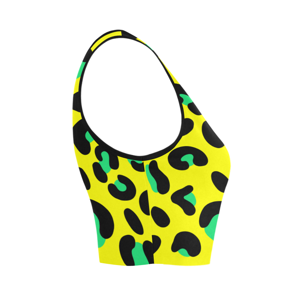 YELLOW LEOPARD FITNESS CROP TOP