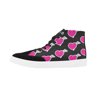 HEART AND NEEDLE HIGH ANKLE CANVAS GIRLS' SNEAKERS (sz 5-12)