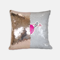 HEART AND NEEDLE sequin reversible pillow case