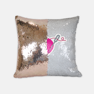 HEART AND NEEDLE sequin reversible pillow case