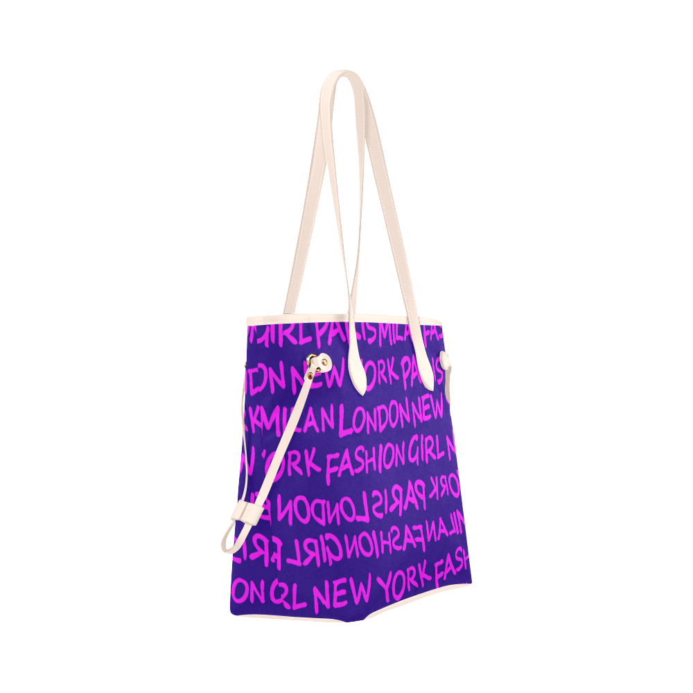 FASHION GIRL GRAFFITI NEVERFULL CANVAS TOTE BAG-PURPLE