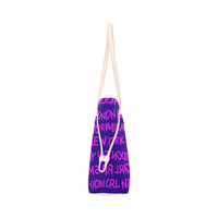 FASHION GIRL GRAFFITI NEVERFULL CANVAS TOTE BAG-PURPLE