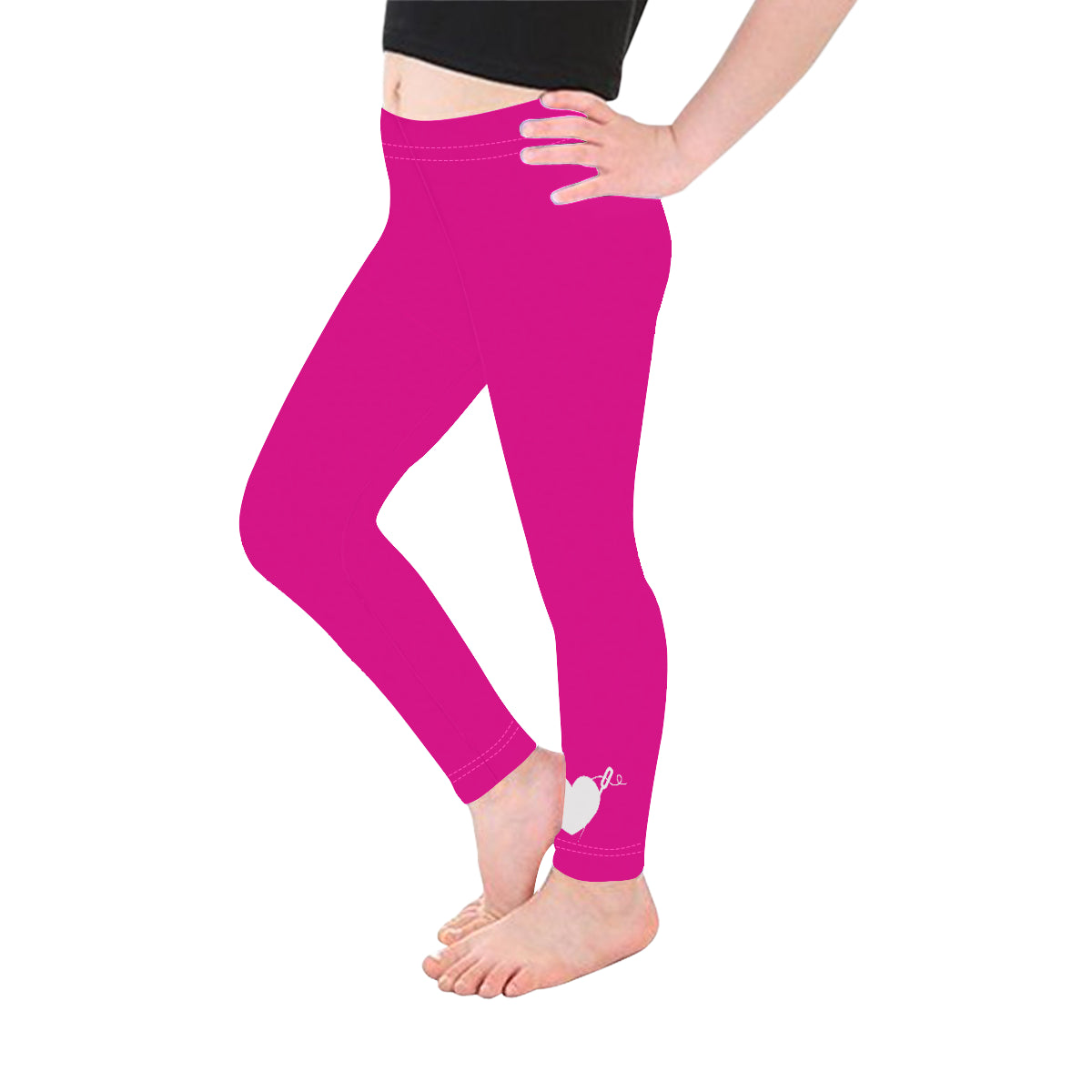 HEART AND NEEDLE KIDS LEGGINGS- PINK