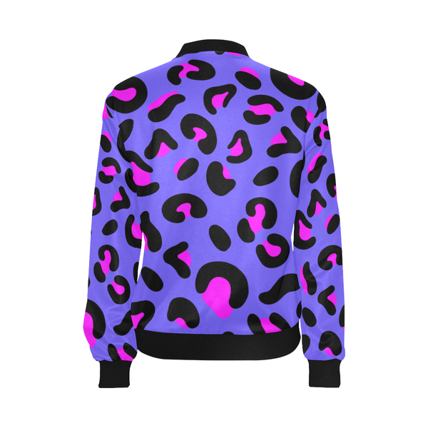 FASHION GIRL PURPLE LEOPARD LIGHTWEIGHT BOMBER JACKET