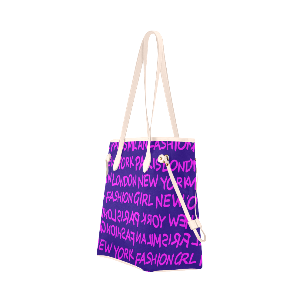 FASHION GIRL GRAFFITI NEVERFULL CANVAS TOTE BAG-PURPLE
