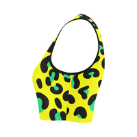 YELLOW LEOPARD FITNESS CROP TOP