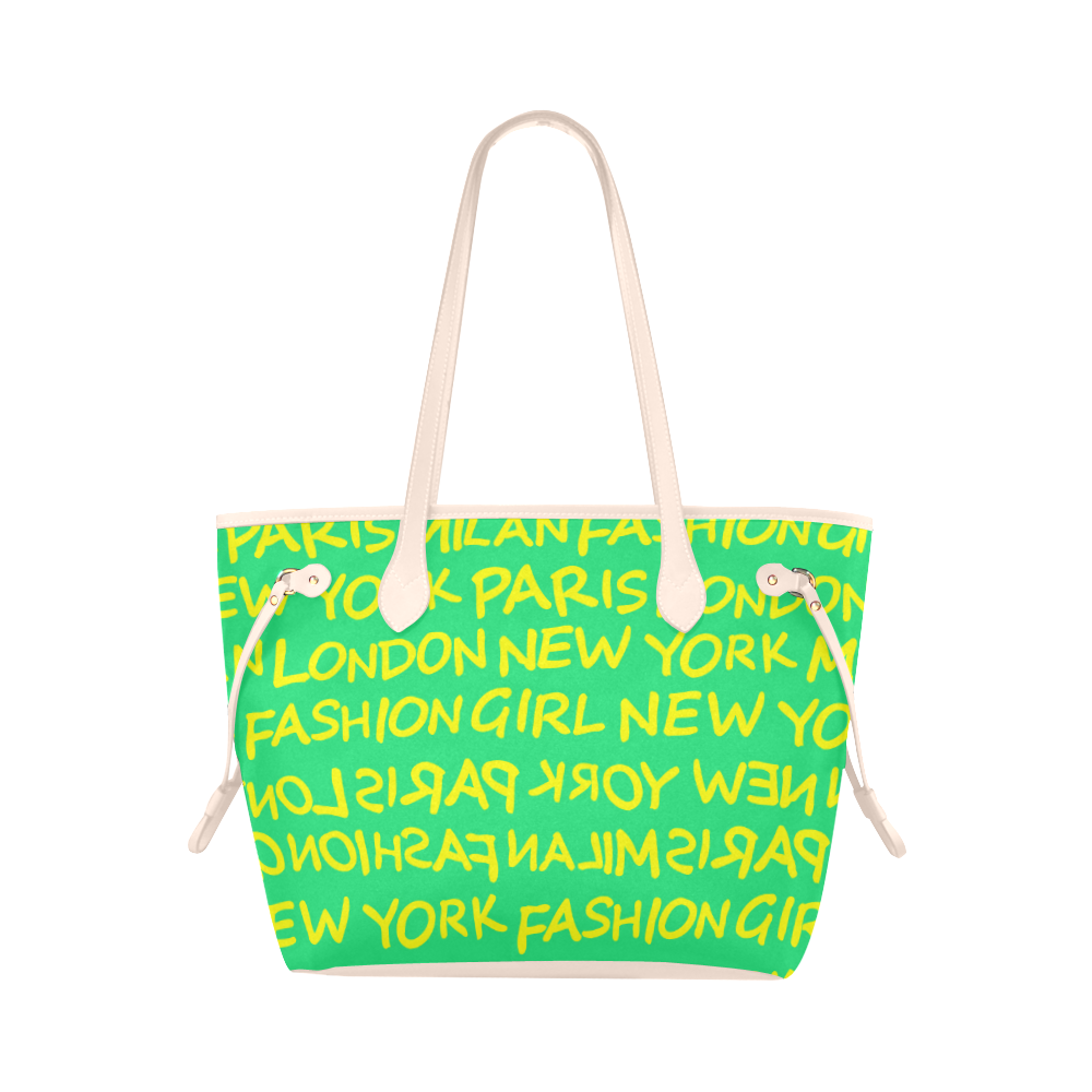 FASHION GIRL GRAFFITI NEVERFULL CANVAS TOTE BAG-GREEN