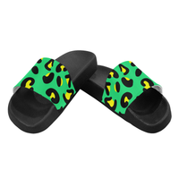 GREEN LEOPARD SLIDE SANDALS