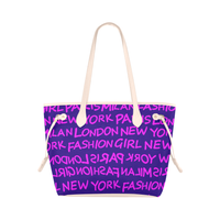 FASHION GIRL GRAFFITI NEVERFULL CANVAS TOTE BAG-PURPLE