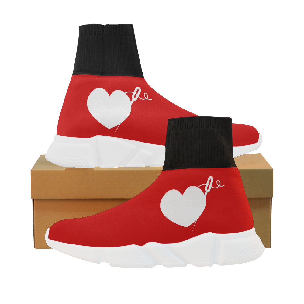 RED PULL ON SOCK GIRLS' SNEAKERS (sz 5-12)