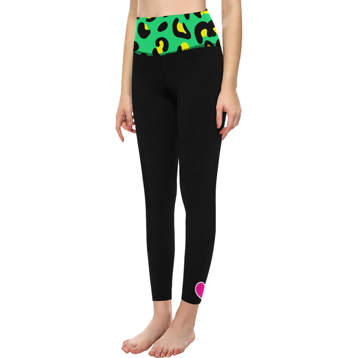 GREEN LEOPARD HIGH WAIST YOGA LEGGINGS