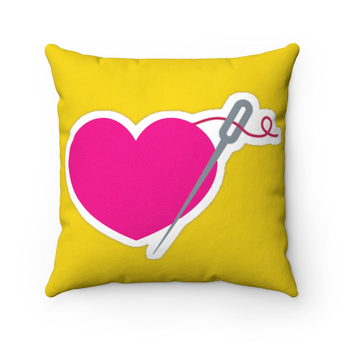 HEART AND NEEDLE Square Pillow Case (gold)