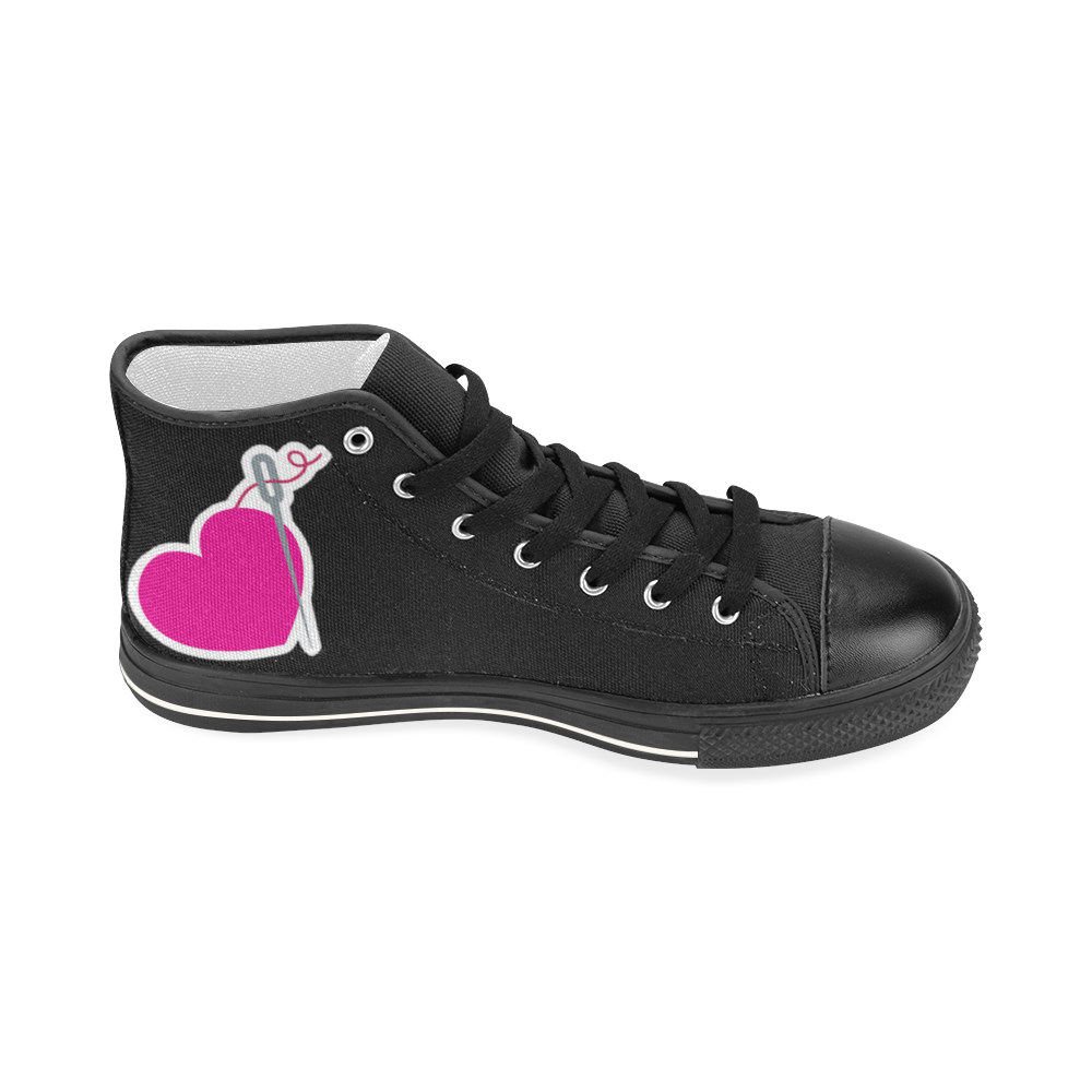 HEART AND NEEDLE HIGH-TOP GIRLS' SNEAKERS (sz 6-12)