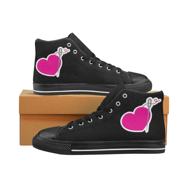 HEART AND NEEDLE HIGH TOP CANVAS GIRLS' SNEAKERS