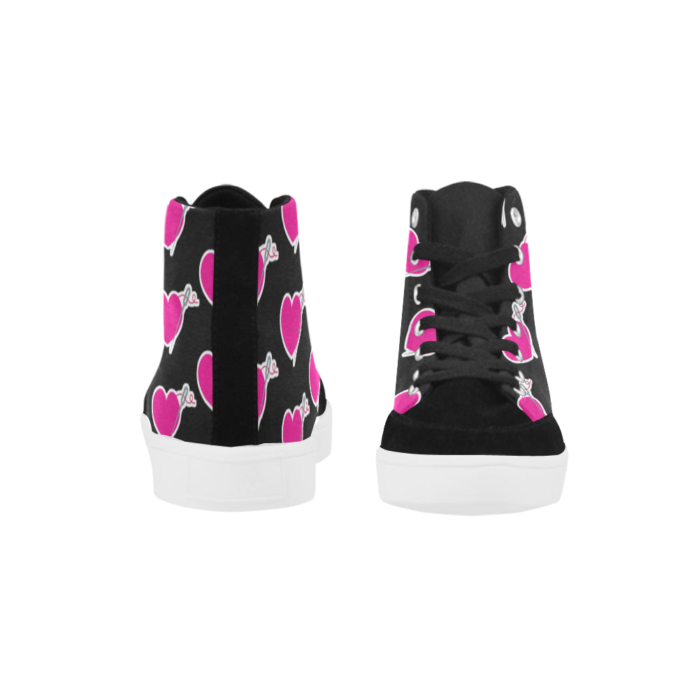 HEART AND NEEDLE HIGH ANKLE CANVAS GIRLS' SNEAKERS (sz 5-12)