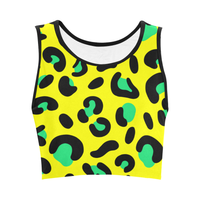 YELLOW LEOPARD FITNESS CROP TOP