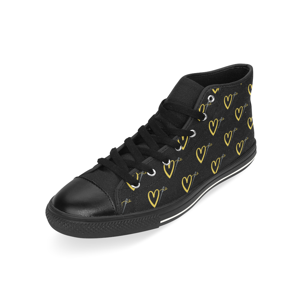 FAST FASHION BLACK HIGH TOP CANVAS GIRLS' SNEAKERS