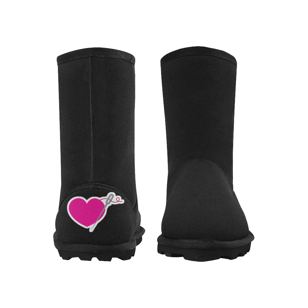 WARM & FUZZY HEART AND NEEDLE KIDS' SNOW BOOT - black