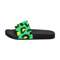 GREEN LEOPARD SLIDE SANDALS