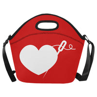 HEART AND NEEDLE NEOPRENE LUNCH TOTE WITH STRAP (5 COLORS)
