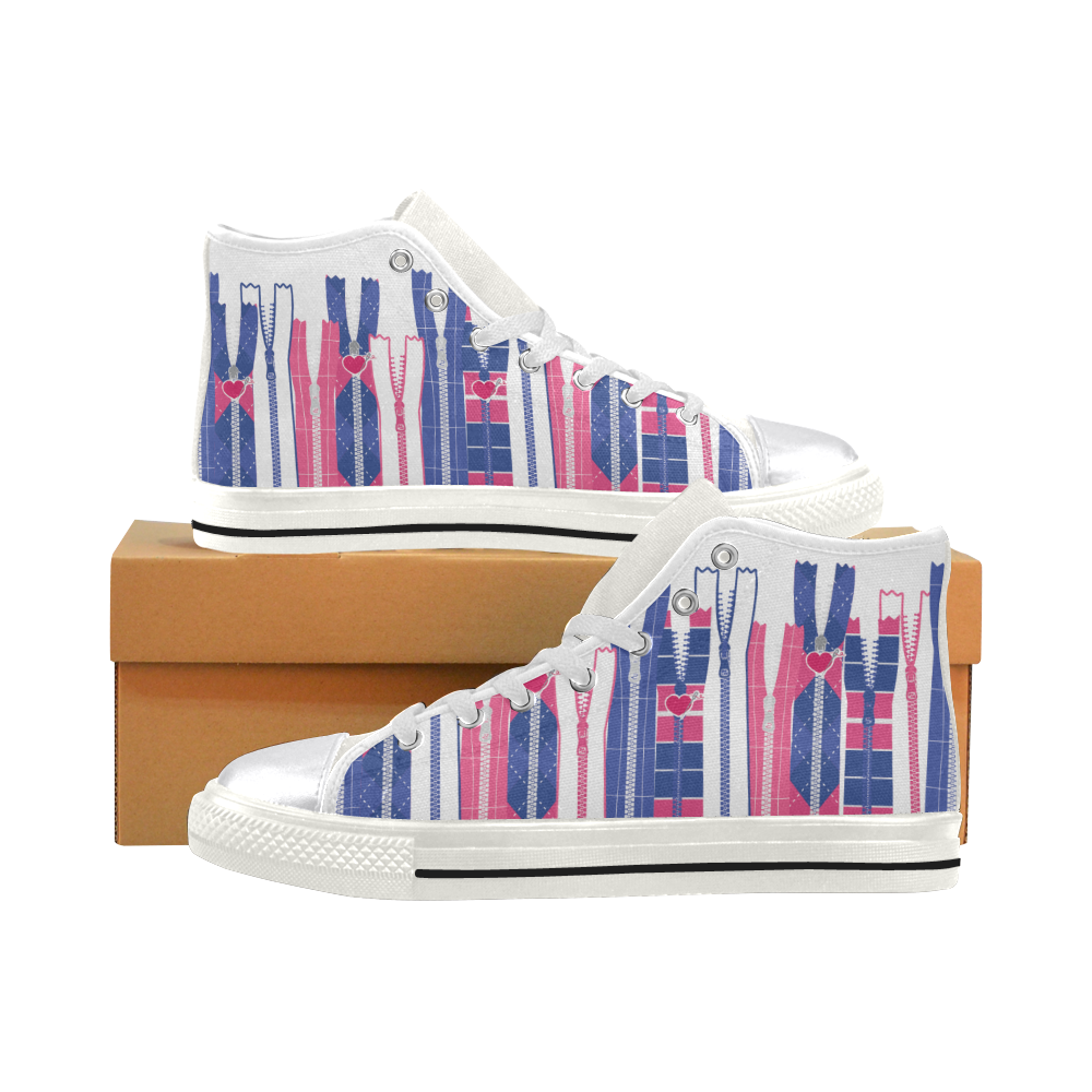 PREPPY ZIPPERS HIGH TOP CANVAS GIRLS' SNEAKERS