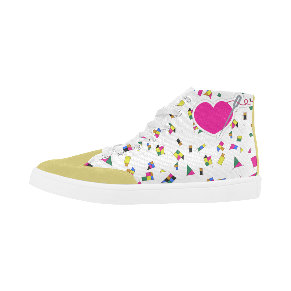 MISS BIANCA'S GEOMETRY PATTERN HIGH ANKLE CANVAS GIRLS' SNEAKERS (sz 5-12)