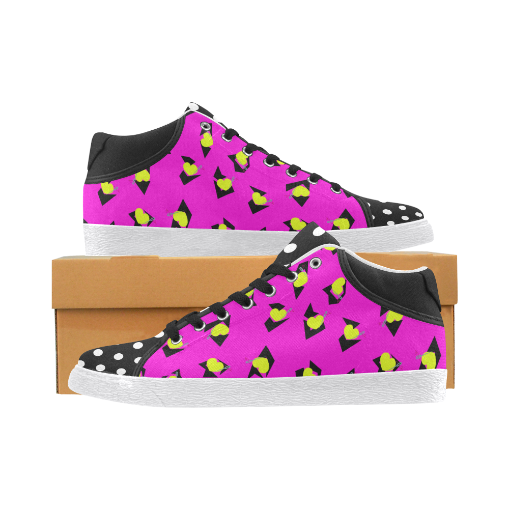 TOTALLY 80S PINK MID TOP CANVAS GIRLS' SNEAKERS (sz 5-11)