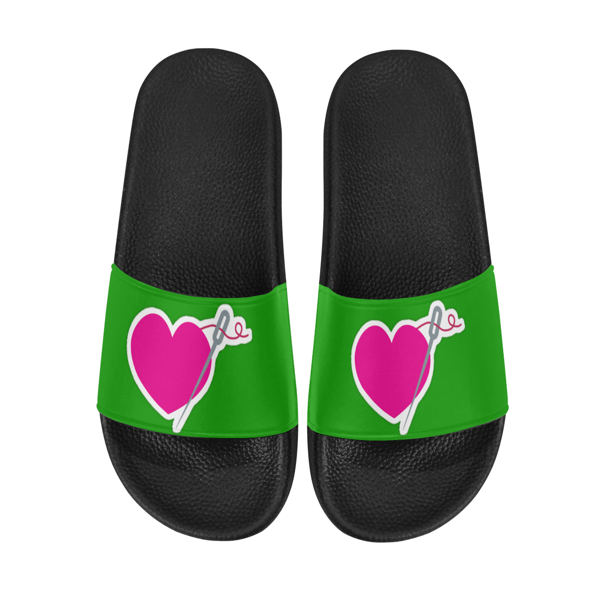 HEART AND NEEDLE SLIDE SANDALS- 7 COLORS