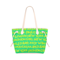 FASHION GIRL GRAFFITI NEVERFULL CANVAS TOTE BAG-GREEN