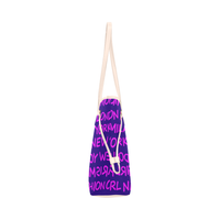 FASHION GIRL GRAFFITI NEVERFULL CANVAS TOTE BAG-PURPLE