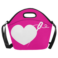 HEART AND NEEDLE NEOPRENE LUNCH TOTE WITH STRAP (5 COLORS)