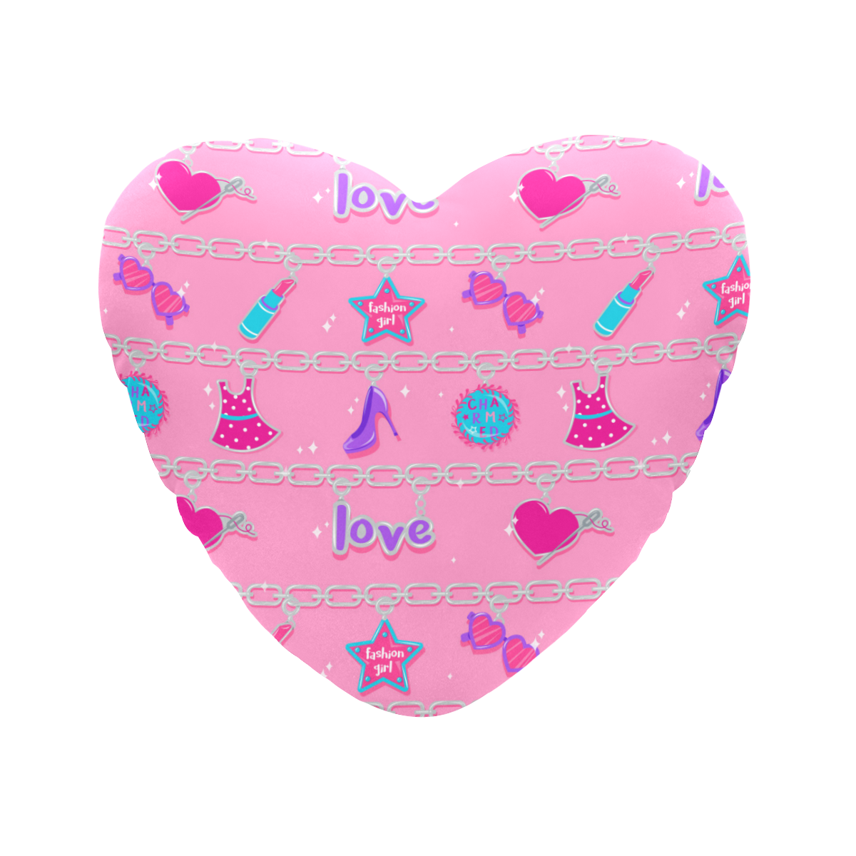 CHARMED HEART SHAPED PILLOW- PINK