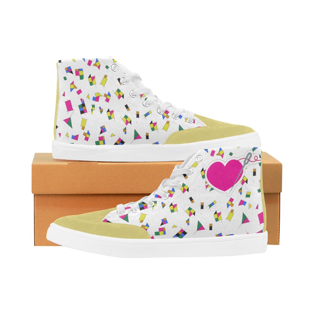MISS BIANCA S GEOMETRY PATTERN HIGH ANKLE CANVAS GIRLS SNEAKERS