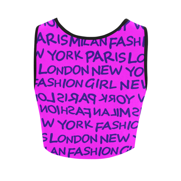 FASHION GIRL PINK GRAFFITI FITNESS CROP TOP