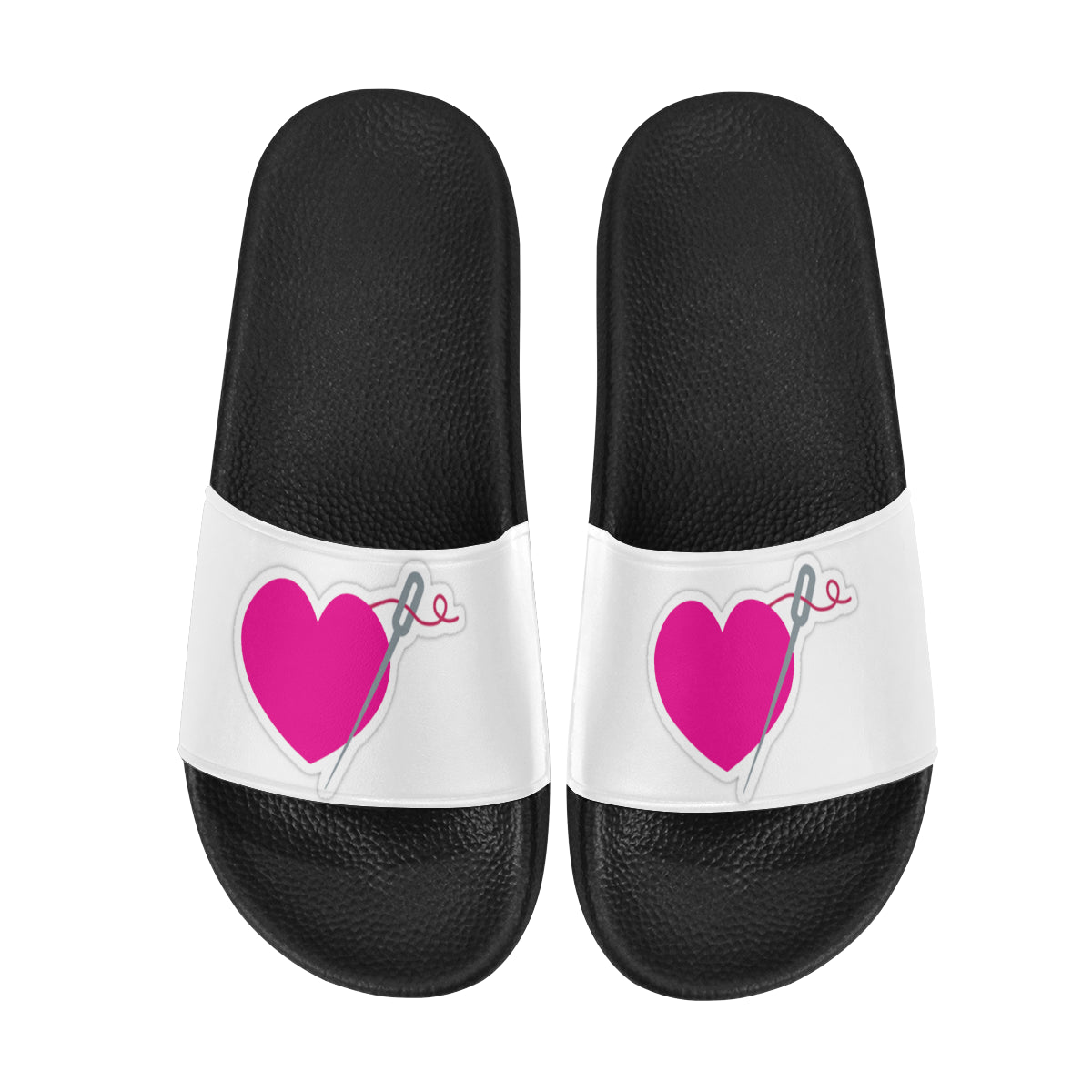 HEART AND NEEDLE SLIDE SANDALS- 7 COLORS