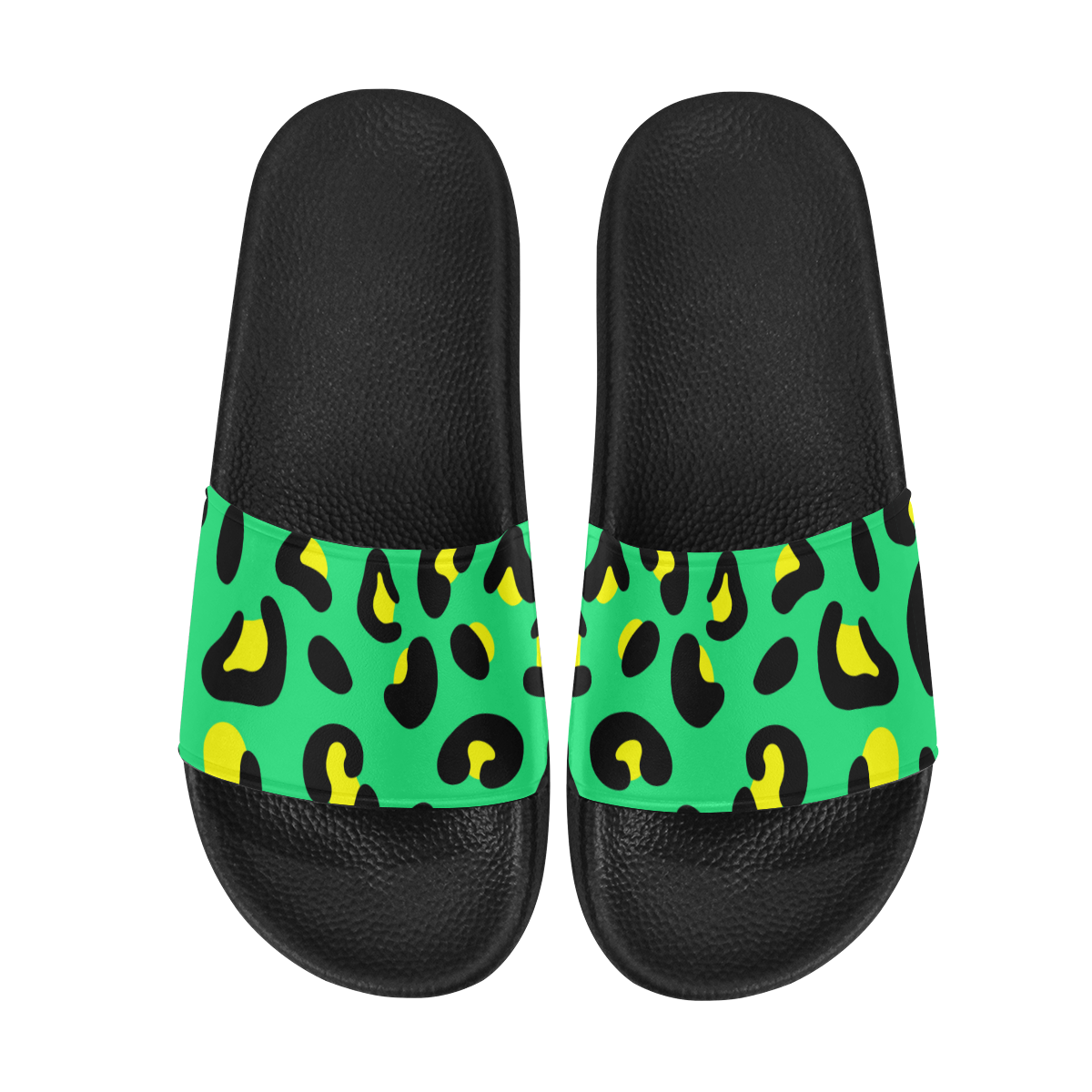 GREEN LEOPARD SLIDE SANDALS