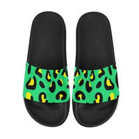 GREEN LEOPARD SLIDE SANDALS