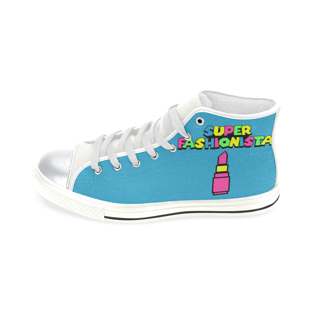 SUPER FASHIONISTA HIGH TOP CANVAS GIRLS' SNEAKERS BLUEBERRY