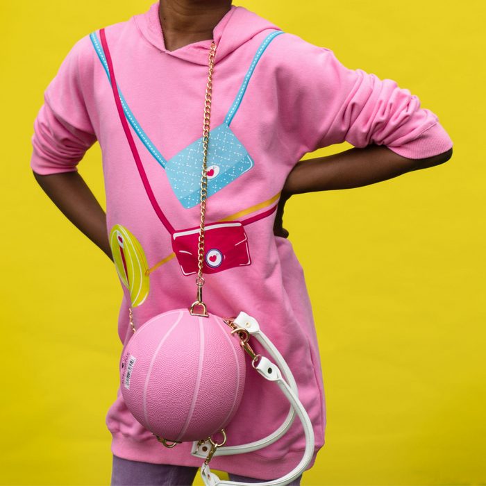 IN MY BAG$ HOODIE DRESS- BUBBLE GUM