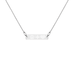 Engraved EMOJI Bar Chain Necklace- peace + love